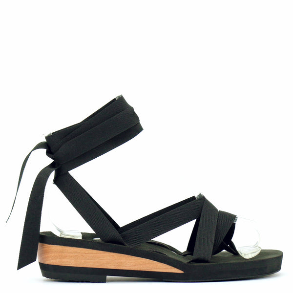 Ribbon on sale wedge sandals