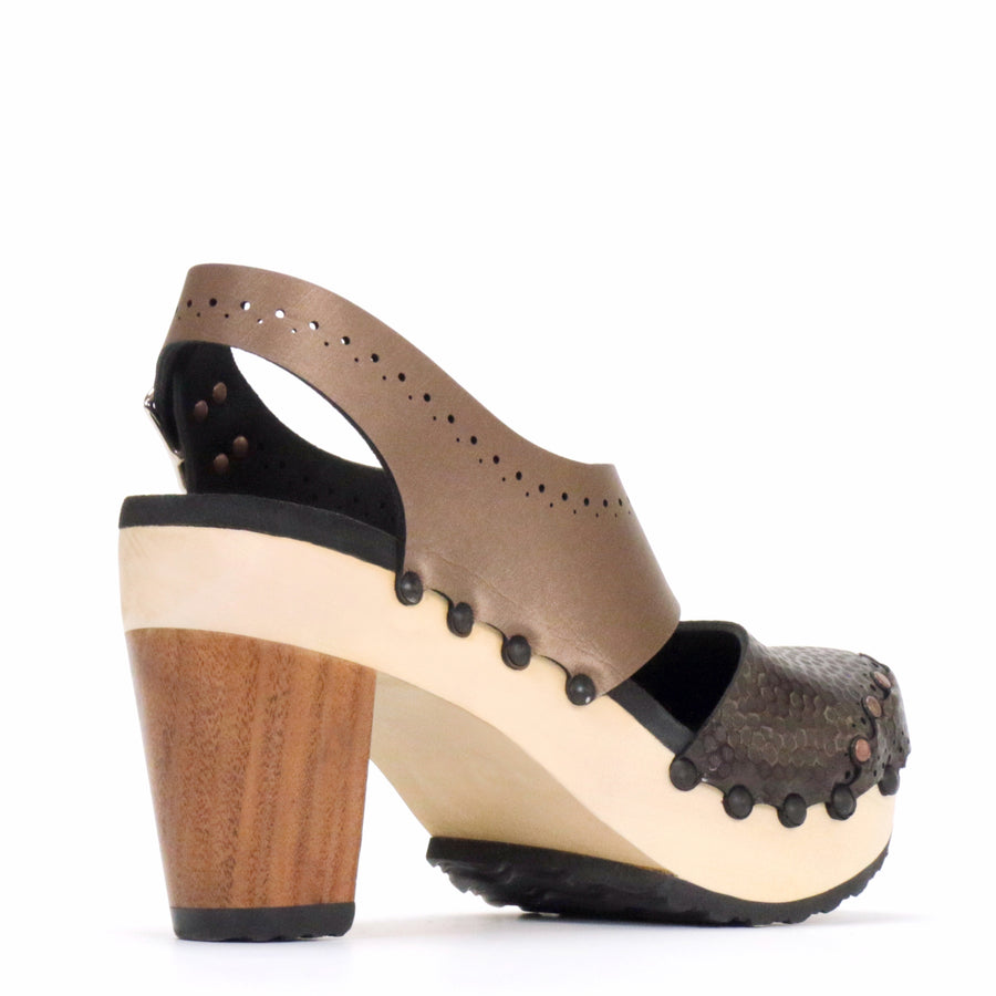 High Heel Closed Toe Slingback in Espresso and Mocha