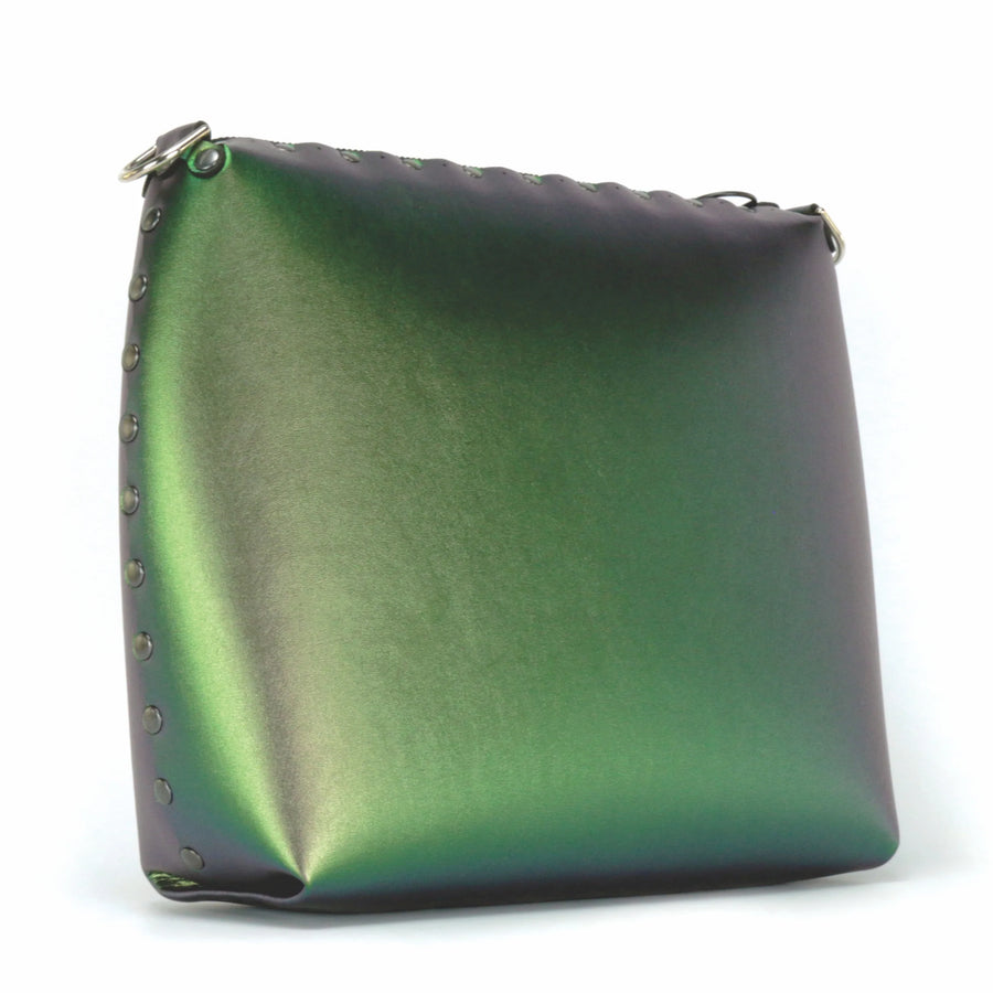 Vegan Crossbody Bag in Apple Leather - Emerald Green